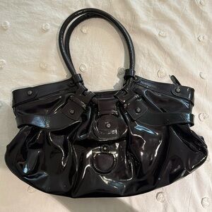 Salvatore Ferragamo black patent leather bag